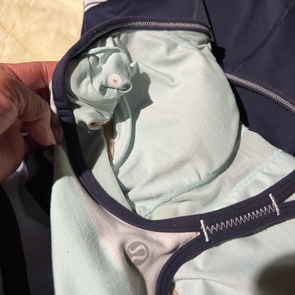 Lululemon Run Inspire Crop 6 navy blue White Striped Legging Capri.S-4:top S-8 - Picture 4 of 8